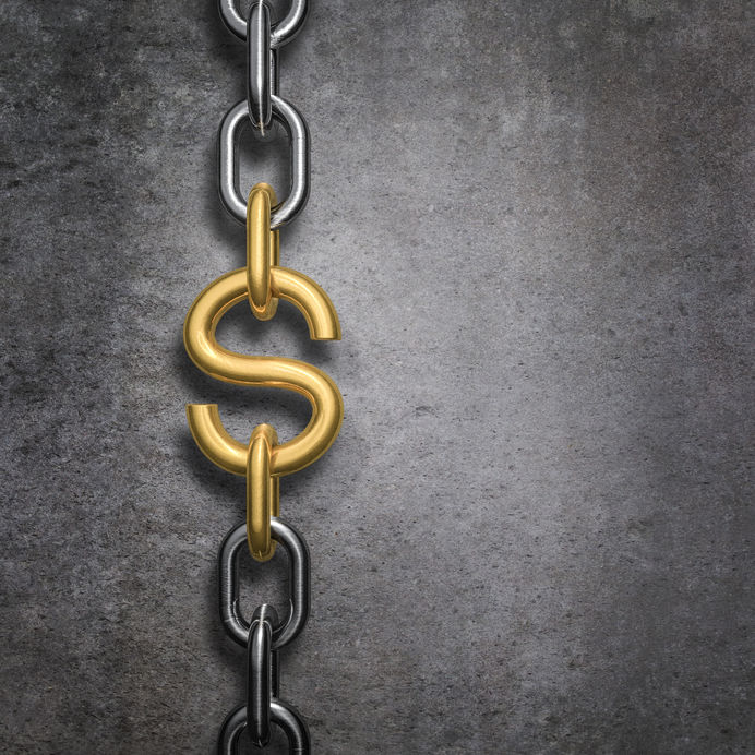 Thick silver chain with a gold
