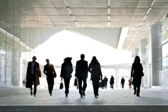 a large group of business people. silhouettes.